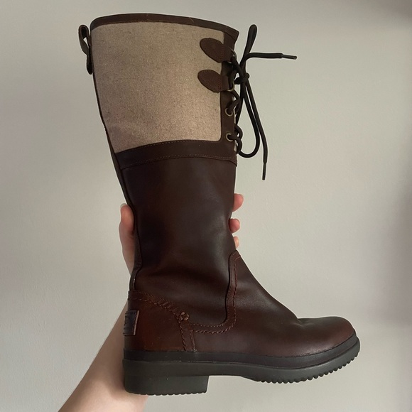 UGG Elsa Equestrian Knee High Boot in Brown Chestnut Leather Size 5 - Picture 4 of 10